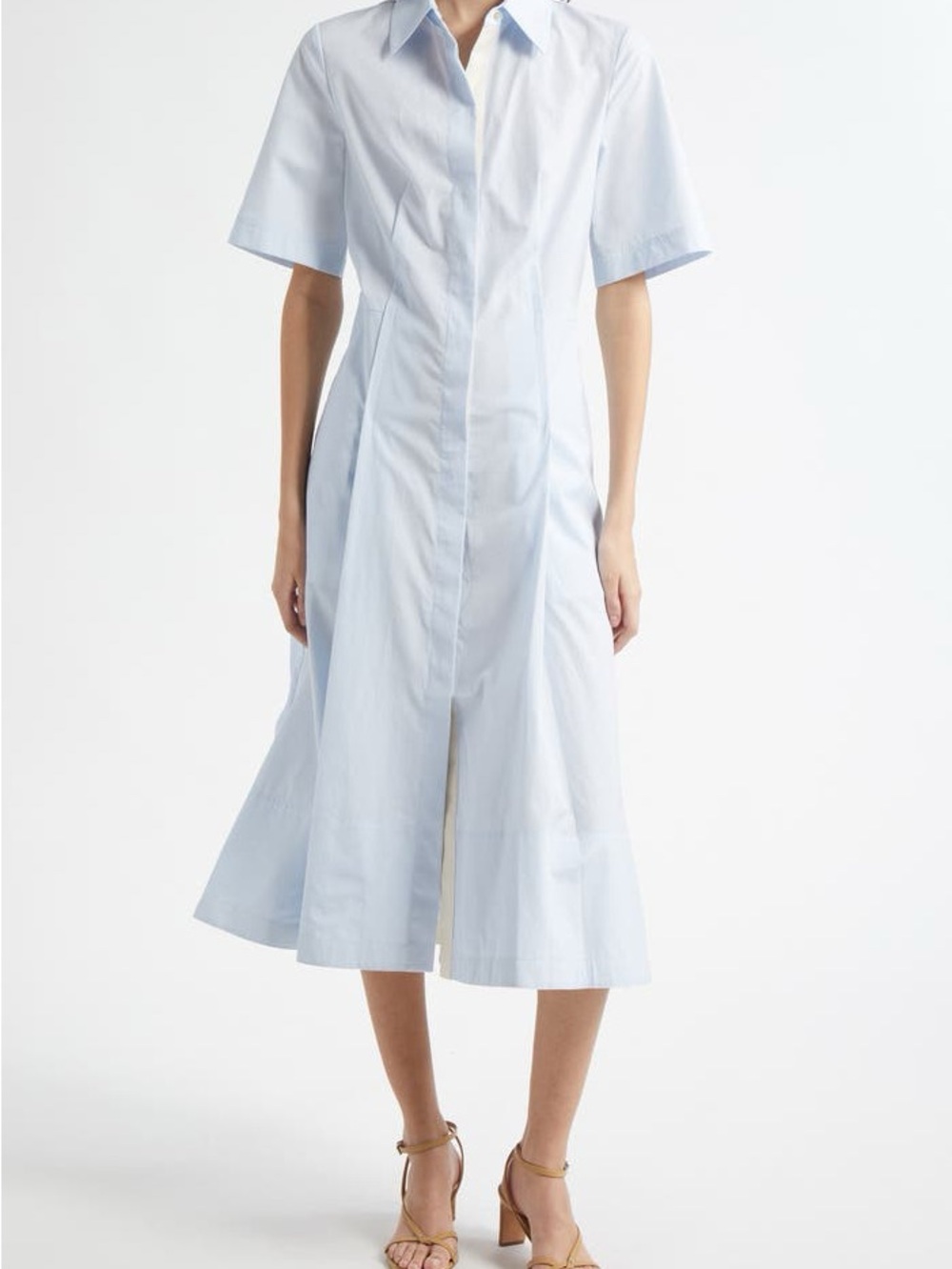 Vince Canvas Tape Pale Blue Short-Sleeve Shirt Midi Dress